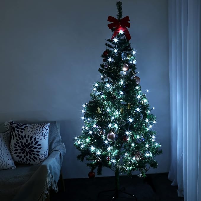 50ft 100 Counts Cool White LED Christmas Lights Outdoor- Commercial Grade Outdoor Waterproof, LED String Lights Indoor 5mm Wide Angle Green Wire, Xmas Tree Lights, IP:65, UL