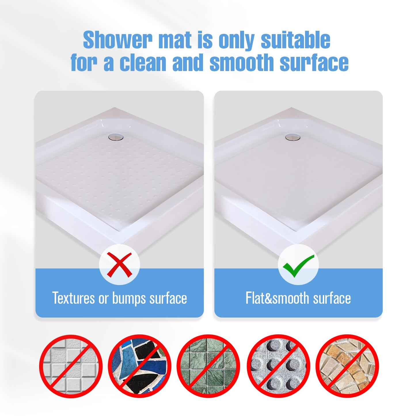 Shower Mat Non-Slip Bath Mat for Tub and Shower Stall,236 Suction Cups with Drain Holes, Quick Dry Machine Washable, Extra Grip for Stand Up Showers, Bathroom Essentials 24x24 Inch(Black)