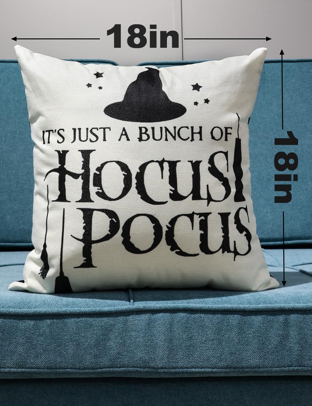 Halloween Decorations Set Of 4 Double-Sided Print Pillow Covers 18" x 18", with 8 Cute Halloween Decor Patterns, Elegant Invisible Zipper, Soft Linen Throw Pillow Covers for Outdoor & Indoor Use