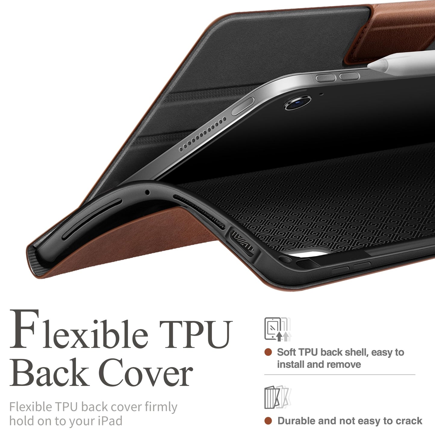 auaua Case for iPad Air 13 inch M4/M3/M2(2026/2025/2024), with Pencil Holder and Pocket, Multiple Viewing Angles, Magnetic Closure, Auto Sleep/Wake (Brown)