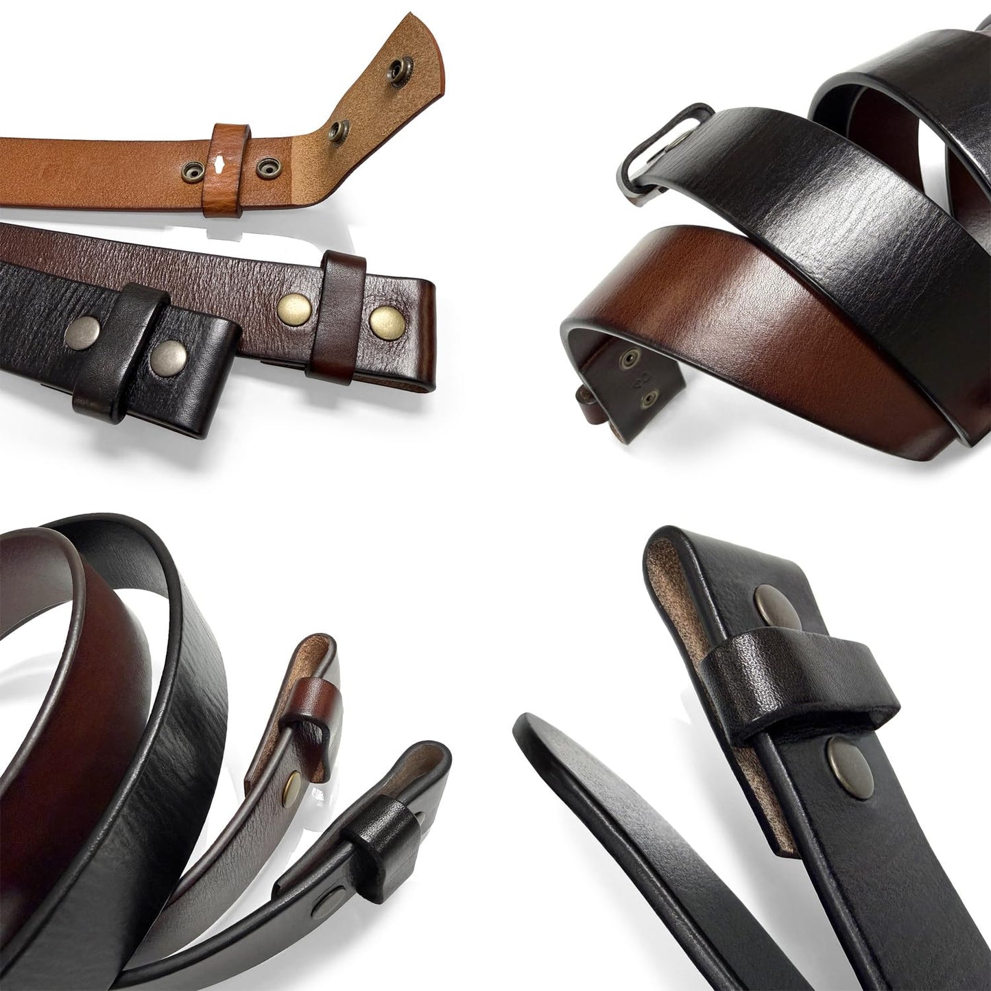 100% One-Piece Full Grain Leather Belt Strap with No Slot Hole 1-1/2"(38mm) Wide (Brown, 40)