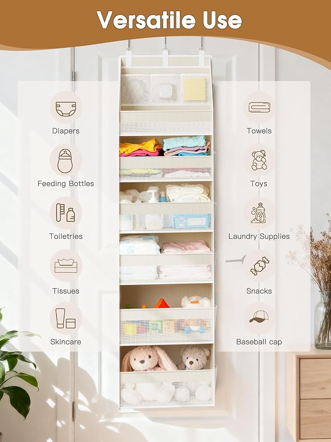 Criusia Over the Door Organizer, 6-Shelf Closet Hanging Storage