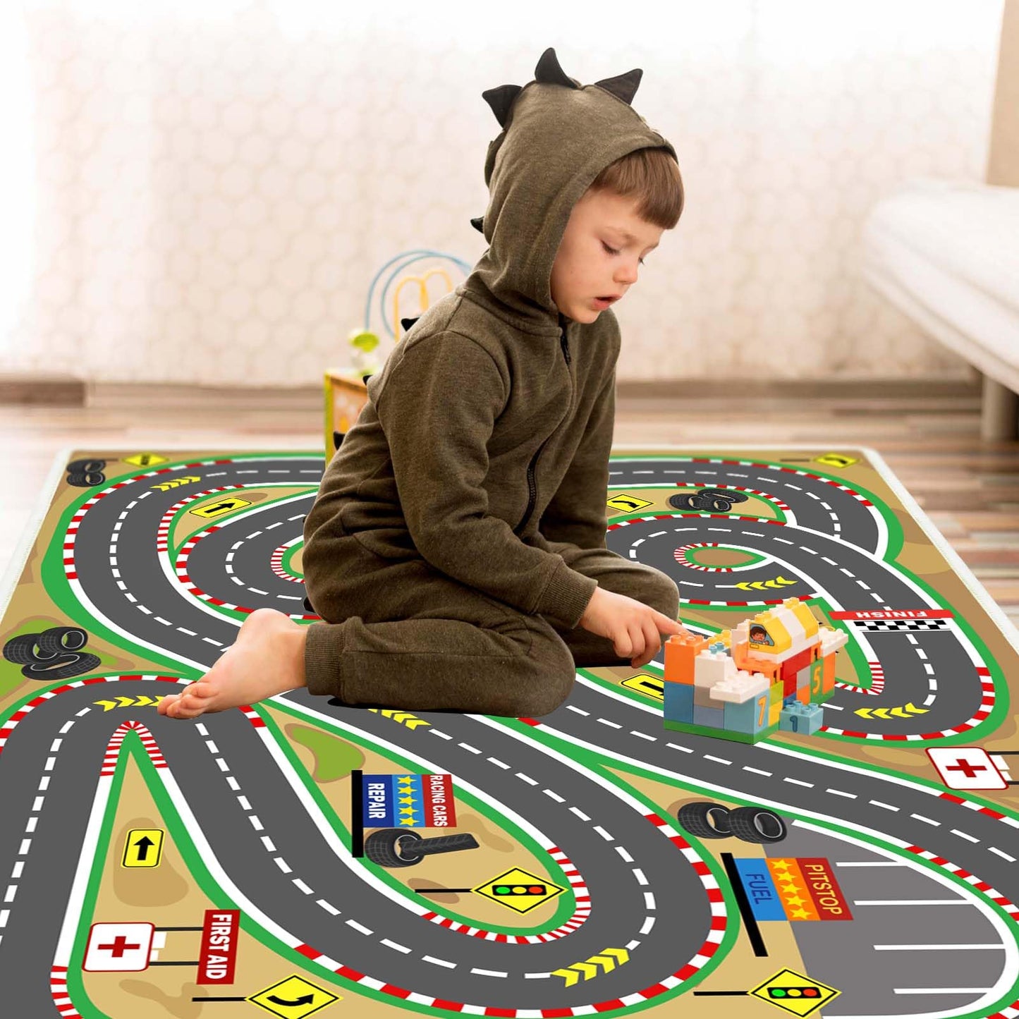 Lukhevev 31"x47" Kids Rug Play Mat Soft & Non-Slip Car Rugs City Map Play MatCar Rugs for Kids Toy Cars Race Track for Classroom Rug,Play Learn and Have Fun Safely