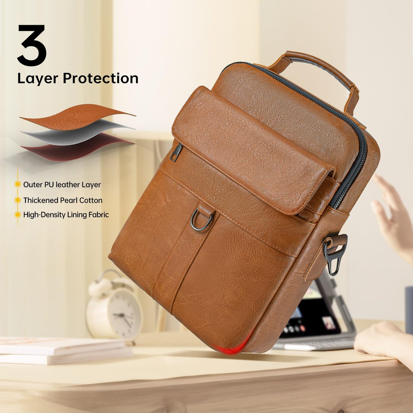 11 Inch Tablet Sleeve Case, Leather iPad Bag for 2026 iPad Air 11 M4 M3 & Pro 11 M4 M5 with Magic Keyboard, Fire HD 10/Max 11, Galaxy Tab A9+ Plus, Brown