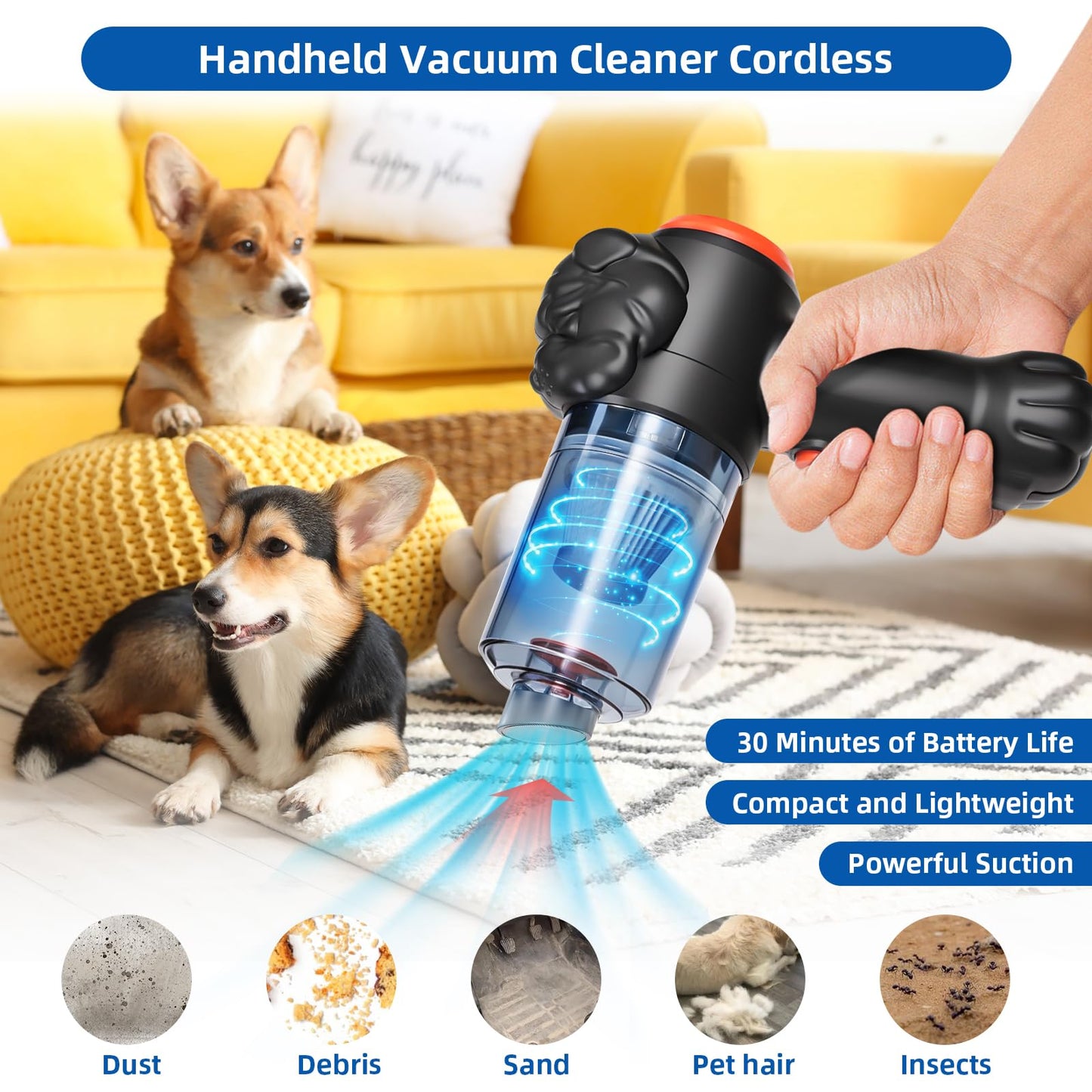 Paddsun Bug Catcher Vacuum Insect,Cordless Rechargeable Handheld Bug Sucker Vacuum with Strong Suction for Car, Home, Office,Portable Vacuum Cleaner for Insect Stink Bug Spider