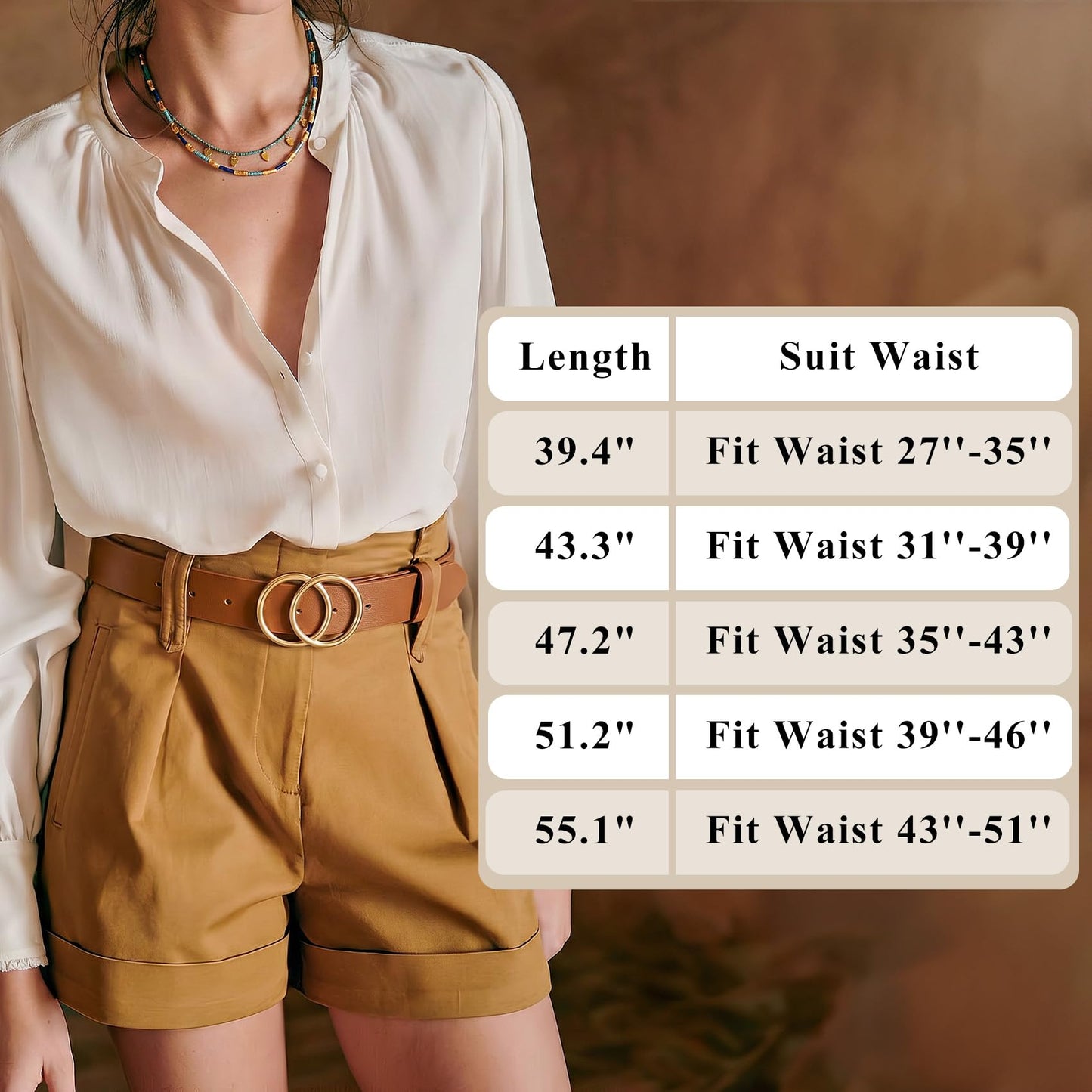 XZQTIVE 3 Packs Women's Leather Belts For Jeans Dresses Pants Fashion Ladies Waist Belt with Double O-Ring Gold Buckle