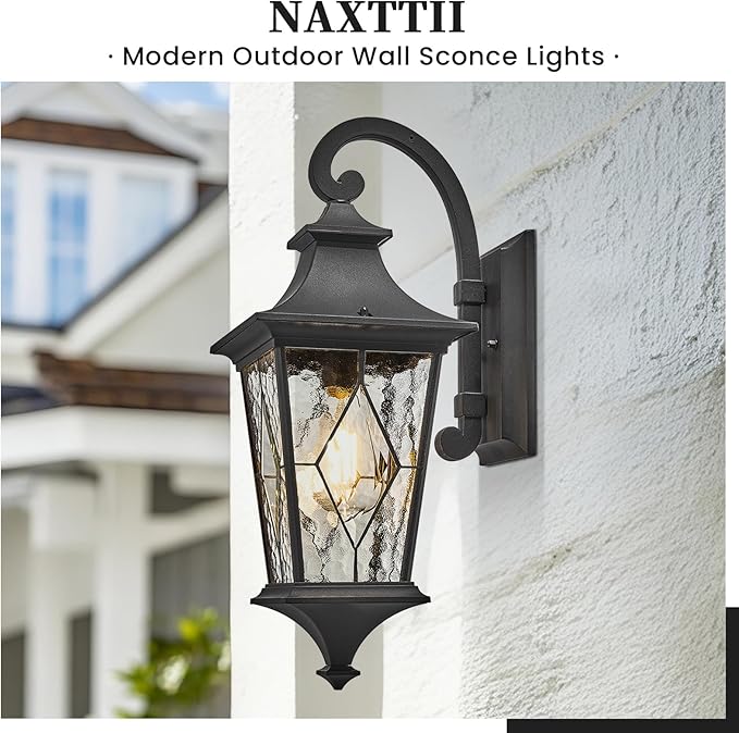 Porch Lights Outdoor Exterior Lighting Fixtures 21 Inch Large-Sized Black Outdoor Sconce for Front House Garage and Entryway Downwards Installation