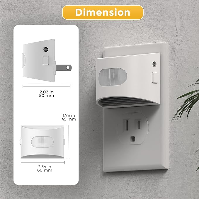 L LOHAS LED Motion Sensor Night Light, Dusk to Dawn & Motion Activated LED Night Light, Night Lights Plug into Wall with 30-100lm Adjustable Brightness, 3000K Soft White, White Housing 2 Pack