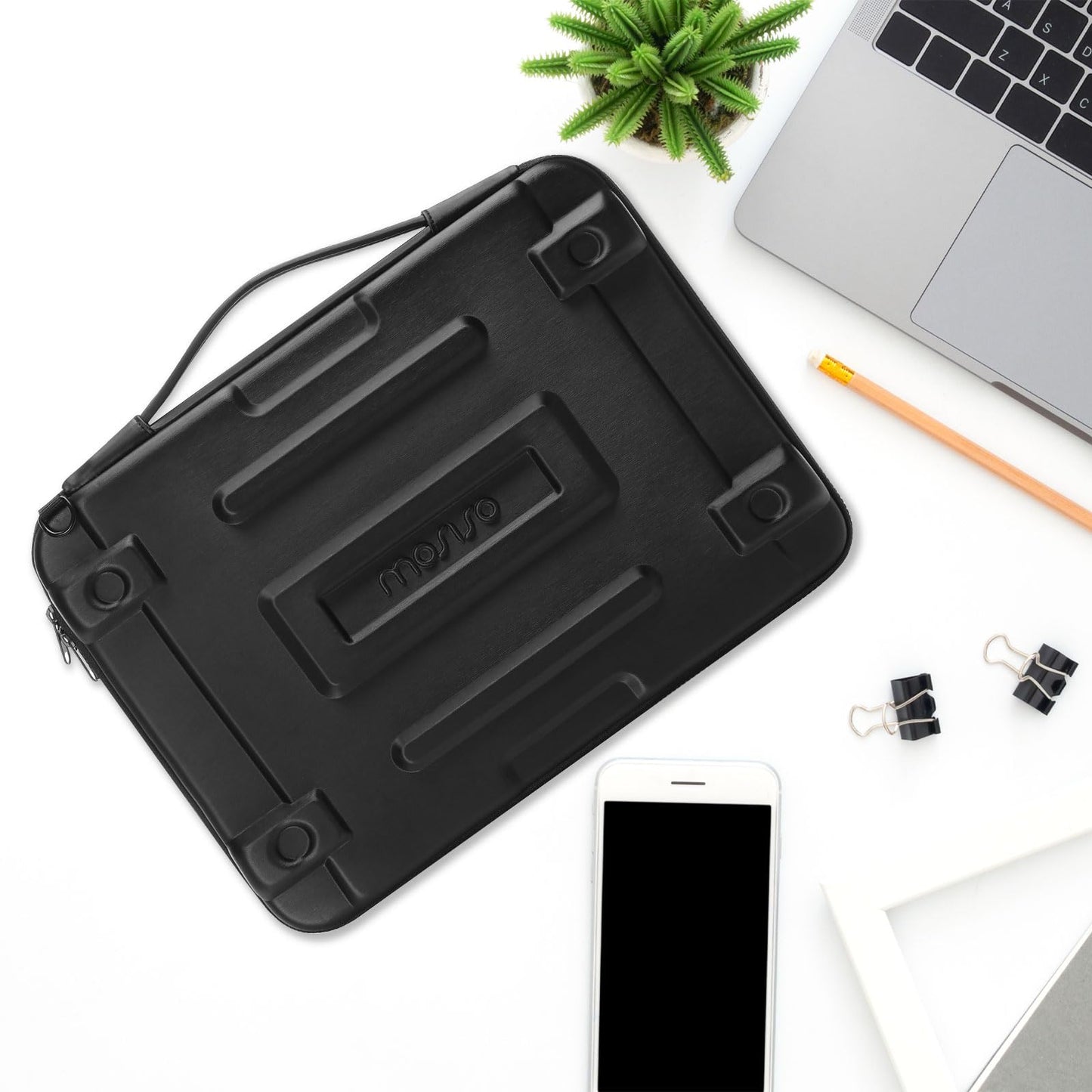 MOSISO Hard Shell Laptop Case Sleeve, 15-16 inch Computer Bag Compatible with MacBook Air 15/Pro 16,HP,Dell,Lenovo,Asus, Notebook, Abstract Geometric Waterproof Carrying Case Bag with Strap, Black
