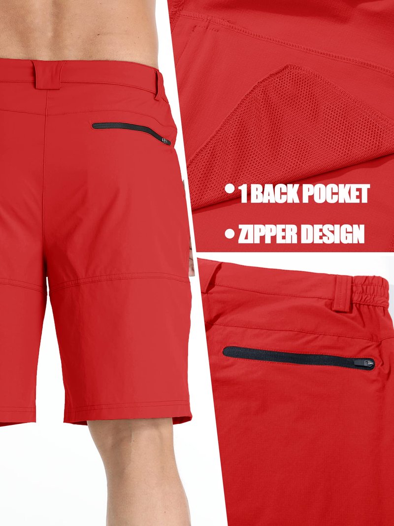 TACVASEN Mens Cargo Shorts Casual Dress Hiking Shorts Quick Dry Outdoor Waterproof Lightweight Tactical Work Fishing Travel Summer Red 38