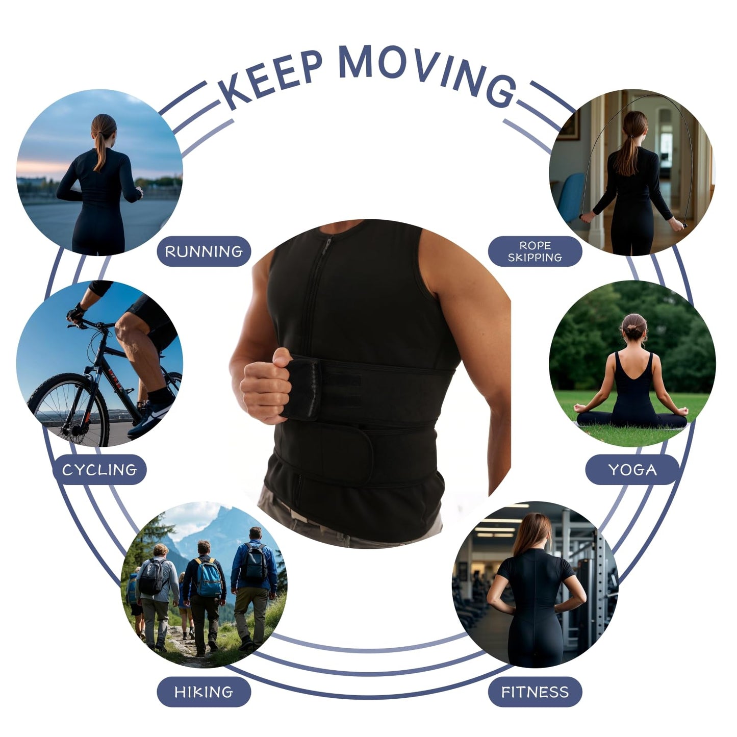 Dokelovy Sauna Suit Vest for Men 2 in 1, Zipper Sauna Waist Trainer with 2 Adjustable Waist Trimmer Belts,BodyShaper for Gym