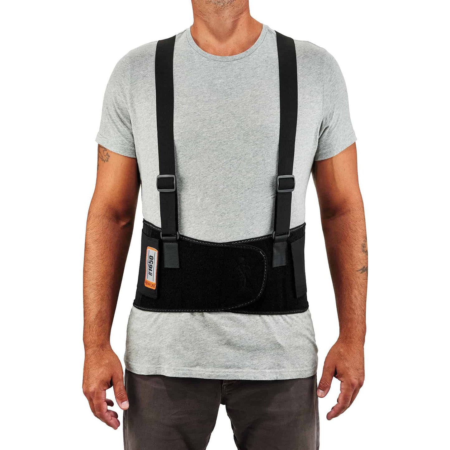 Ergodyne ProFlex 1650 Back Support Belt, 7.5" Elastic, Adjustable, Removeable Straps, Black, Medium
