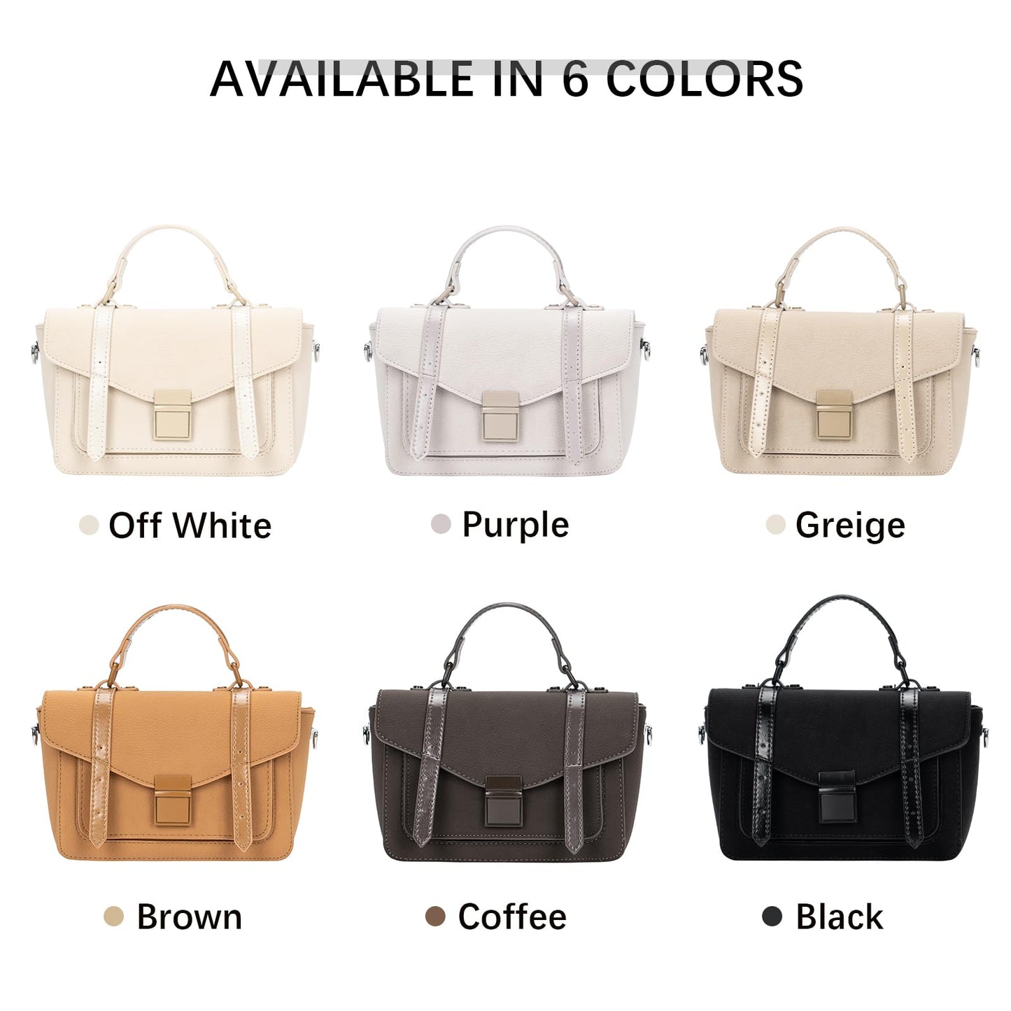 ALEX&MIA Women's Small Top-Handle Handbag – Vegan Leather Mini Satchel Bag, Fashionable Crossbody and Shoulder Bag, Perfect for Daily and Work Use (Off White)