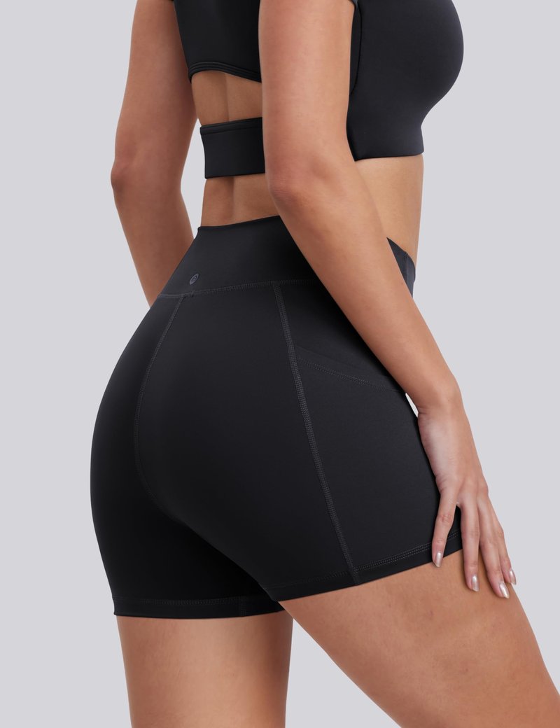 ENERBLOOM Biker Shorts for Women with Pockets, Spandex Workout Shorts, Lightweight for Summer Cycling Running Yoga Gym 10" Black Large