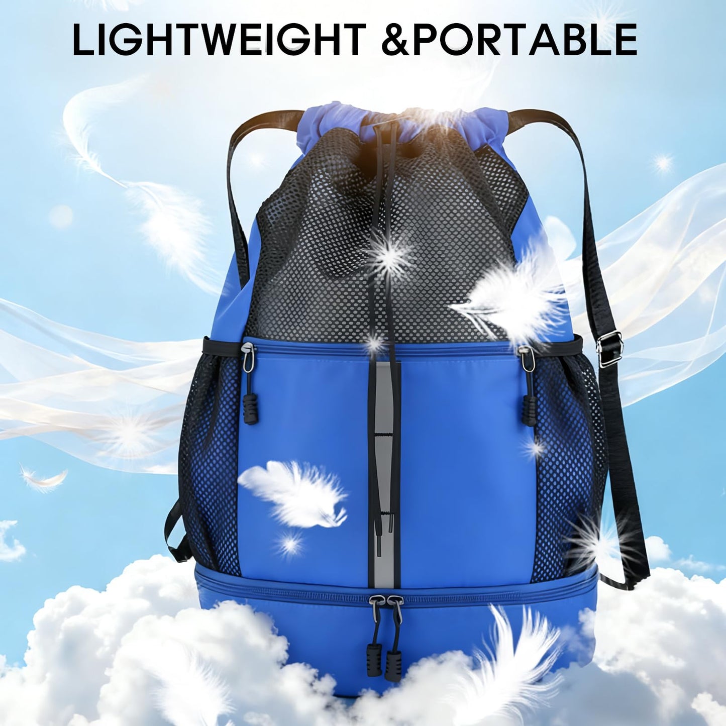 Wavathan Drawstring Backpack,Soccer Bag with Shoe Compartment,Basketball Backpack ,Football Drawstring Bag