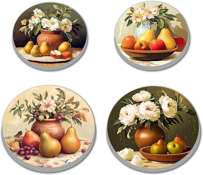 Vintage Fruits Electric Stove Burner Covers,4 Pack Round Stove Burner Covers,8 Inches and 10 Inches,Gas Stove Burner Covers,Metal Stove Burner Cover,Colorful Rustic Cooktop Decorative,Kitchen Decor