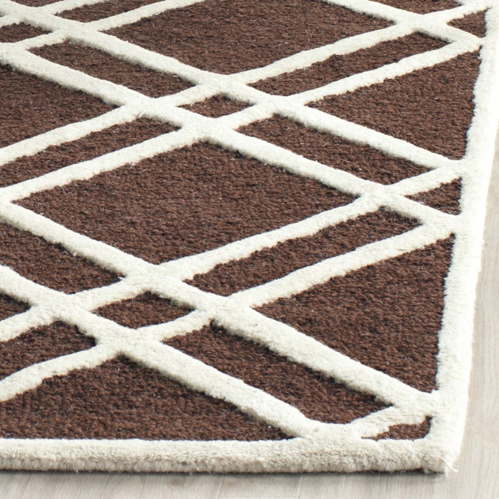 SAFAVIEH Cambridge Collection Accent Rug - 3' x 5', Dark Brown & Ivory, Handmade Moroccan Trellis Wool, Ideal for High Traffic Areas in Entryway, Living Room, Bedroom (CAM142H)
