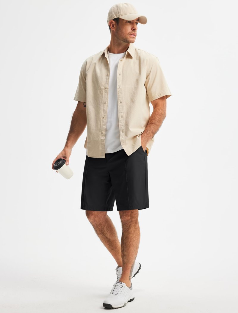 Libin Men's Classic Fit 9" Golf Shorts All Day Comfy Casual Shorts Quick Dry Lightweight Stretch Dress Travel Summer Clothing Work Outdoor Sports with Pockets Black 32