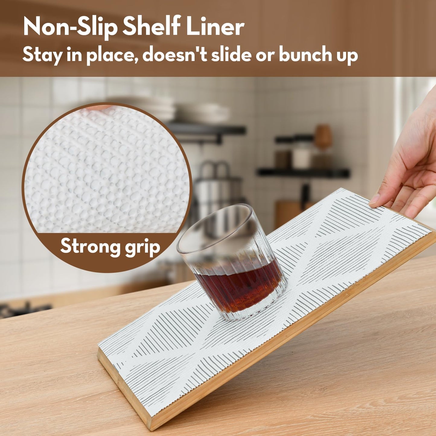 Shelf and Drawer Liners for Kitchen Cabinets Non-Adhesive Cabinet Liner Non-Slip 12" x20FT, Waterproof Shelf Paper Thickened Mats, Protection for Shelves, Cupboard, Dresser, Pantry, Bathroom Drawers