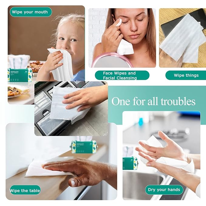 Soft Disposable Face Towel, Cotton Facial Dry Wipes 100 Count, Cotton Dry Wipes