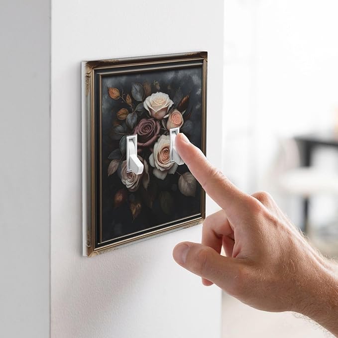 Decorative Art Light Switch Covers Elegant Rose Bouquet Art 2 Gang Double Toggle Wall Plate Decorative Switchcover Electrical Switchplate for Home Decor