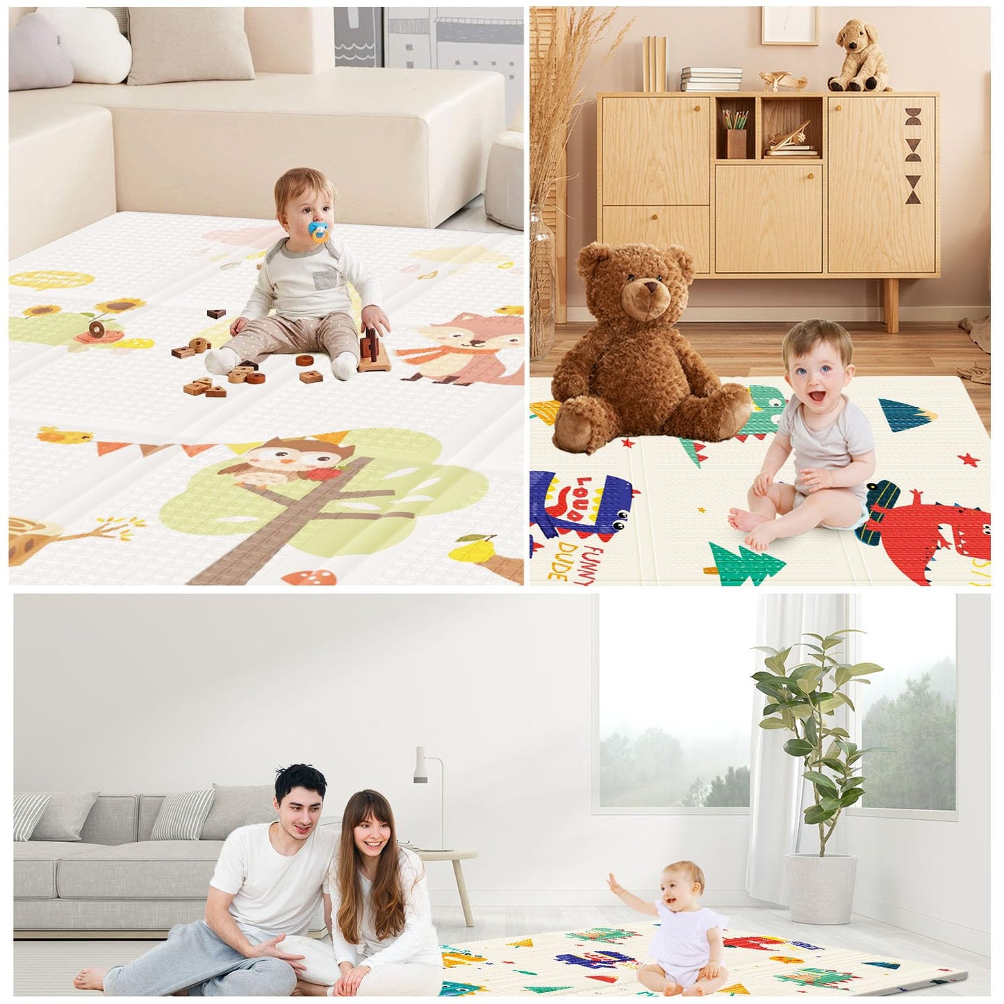 XVISHX Baby Play Mat, 74 x 50 Inch Play Mat Perfect for Use Baby Playpen, Foldable Baby Foam Playmat for Floor, Portable Waterproof Activity PlayMats for Babies, Infants and Toddlers