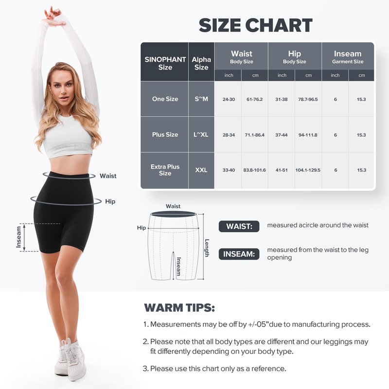SINOPHANT High Waisted Women Biker Shorts - 6” Buttery Soft Elastic Tummy Control Shorts for Gym, Yoga, Workout(Pockets, L-XL,Black)