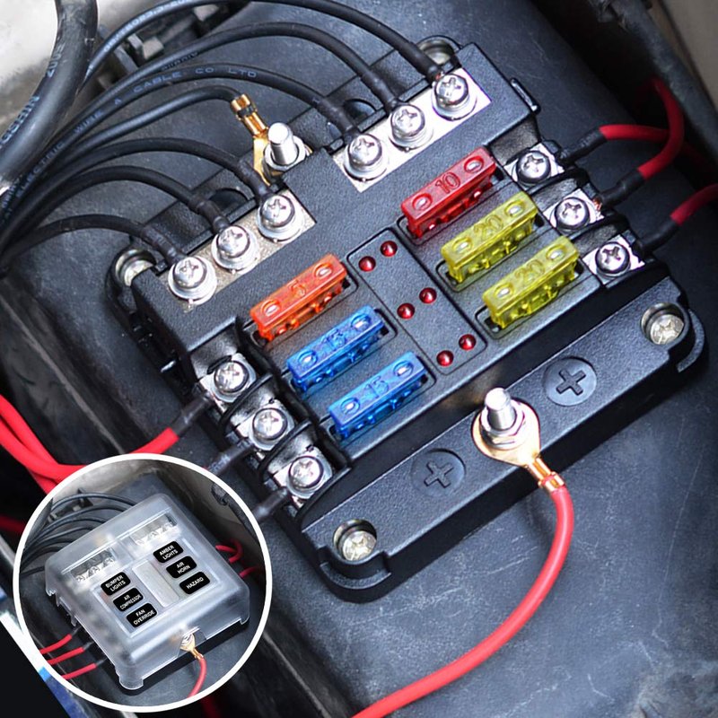 12V Fuse Box 6 Way 12 Volt Fuse Block ATO/ATC with LED Indicator Light Waterproof 24V for Marine Automotive Boat Car Truck