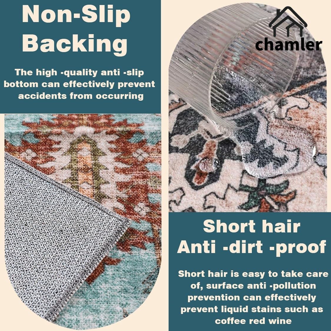 chamler Washable Area Rug 10'x14' Boho Chic Medallion Distressed Design Non-Shedding Easy Care Ideal for High Traffic Areas in Rug for Living Room Bedroom Office Coffee Table Large Carpet