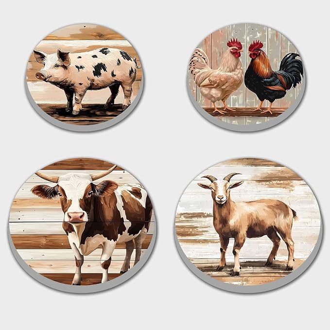 Farm Animal Electric Stove Burner Covers,4 Pack Round Stove Burner Covers,8 Inches and 10 Inches,Gas Stove Burner Covers,Metal Stove Burner Cover,Framhouse Cooktop Decorative,Home Decor,Kitchen Decor