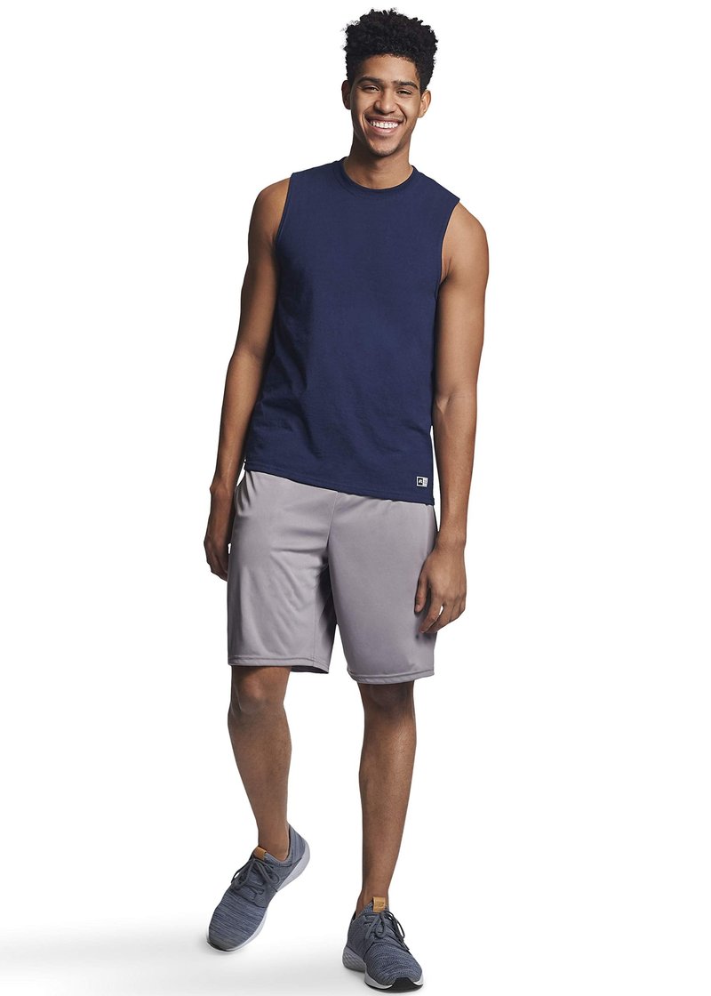 Russell Athletic Men's Cotton Performance Sleeveless Muscle T-Shirt,Navy,Large
