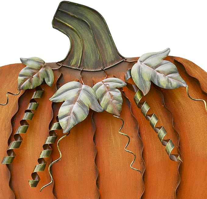 Metal Pumpkin Stakes Yard Signs Fall Decor Decorative Garden Stake Lawn Pumpkins Ornaments Outdoor Autumn Decoration for Harvest Halloween Thanksgiving (26" H Orange)