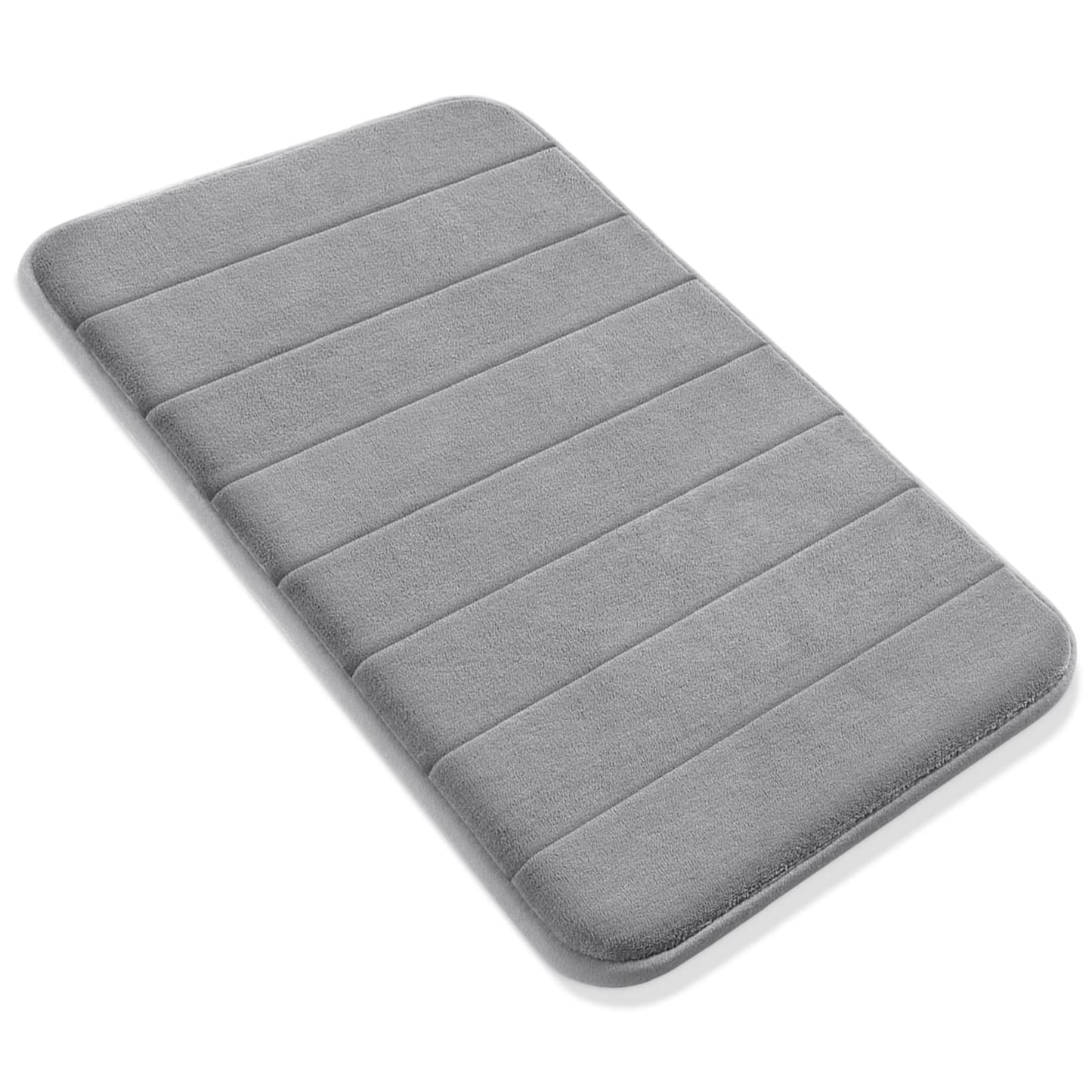 Yimobra Memory Foam Bath Mat, Super Soft Absorbent Bathroom Rug Non Slip 31.5x20 Inch, Quick Dry, Machine Washable Floor Carpet for Tub Shower, Home Decor Accessories, Gray
