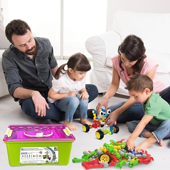 Stem Building Toys for 3 4 5 6 7 8 Year Old Boys Girls Kids180 Pieces Building Blocks Educational Learning Toys with Large Storage BoxIdeal Christmas Birthday Gifts