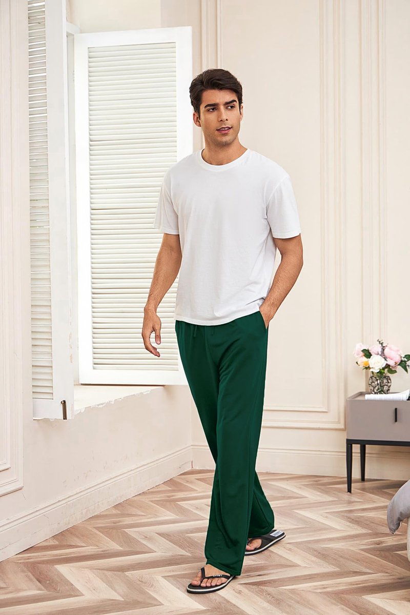 Deyeek Men's Lightweight Sweatpants Open Bottom Baggy Sweat Pants Mens Adult Straight Leg Joggers Sweatpants with Pockets