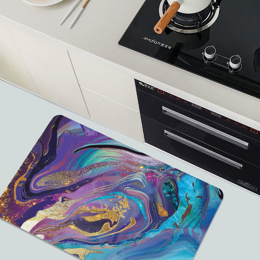 ZHUZHISHAN Diatomaceous Earth Bath Mat,Purple Gold Marble Non-Slip Volume Super Absorbent Fast Drying for Bathroom Kitchen Door mat,Eco-Friendly Easy to Clean 16×24Inch (40 * 60cm)