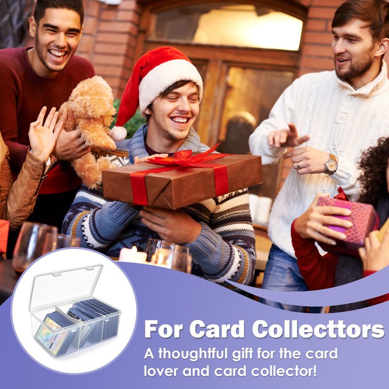 Trading Card Storage Box with 2 Dividers,Toploads Storage Box Plastic Baseball Card Storage Box for 500+ Sports Cards 100+ Top Loads for MTG Magic TCG Yugioh Playing Card Case Holder (1 Pack)