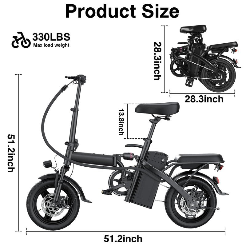 Electric Bike for Adults and Teens, Folding Ebike,Commuter City Foldable E Bike with 560W Motor and 48V 10Ah Battery, 24 MPH Speed Pedals Assist, Dual Disc Brakes,14" Compact Electric Bicycle