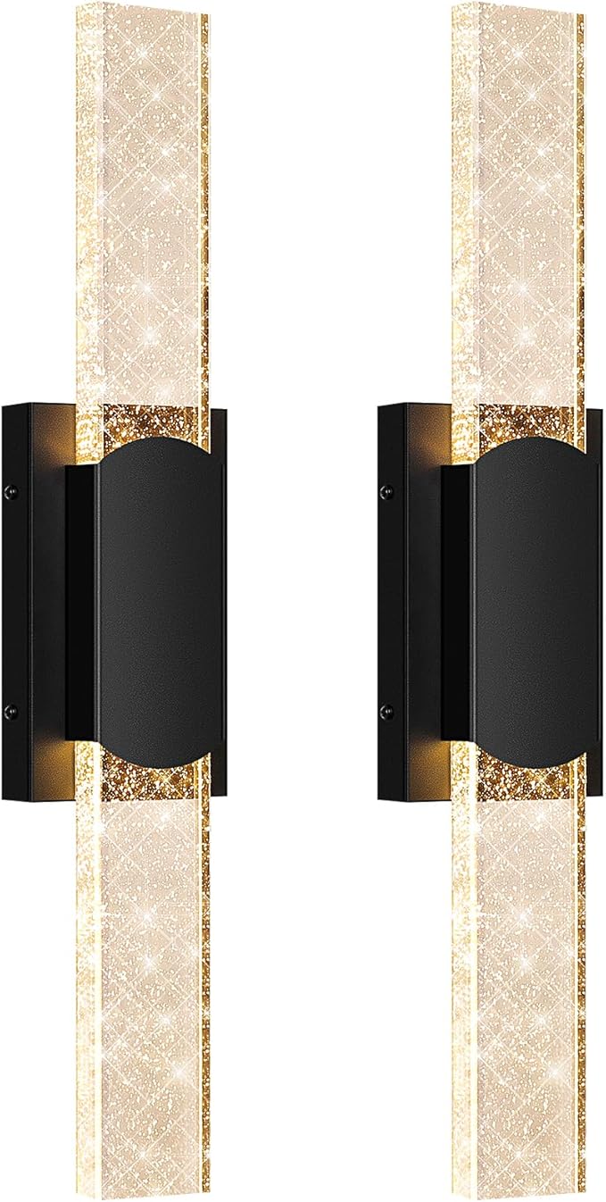 23.5in Large Size Outdoor Wall Light Fixtures with Crystal Bubble Glass, Waterproof Exterior Sconces LED Wall Lanterns, Porch Lights Wall Mounted 10W 3000K Outside Lights for House Front Door Garage