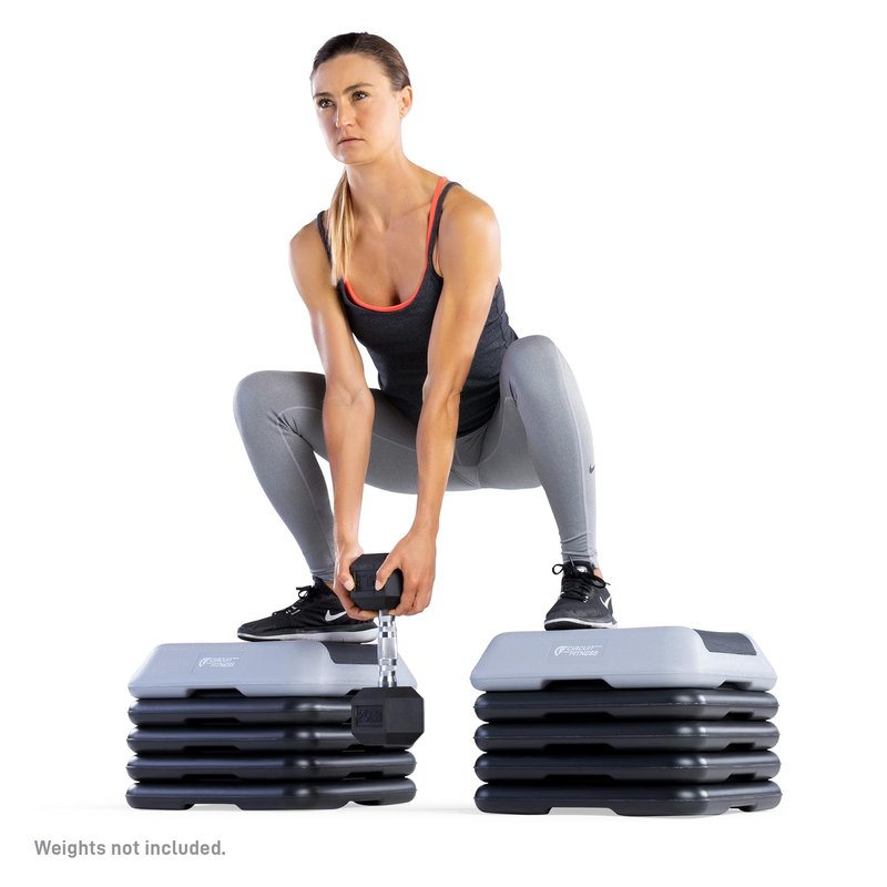 Circuit Fitness by Marcy 16 x 16 inches Adjustable Height Aerobic Step Platform with 4 Risers, Non-Slip Rubber Surface, Home Exercise Fitness Training, Aqua Green, STEP-GREEN01-4R