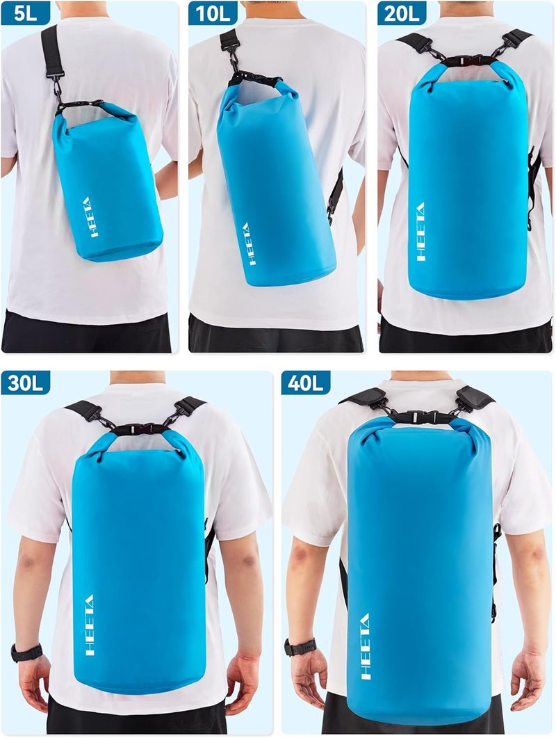 Waterproof Dry Bag - Lightweight Roll Top Storage Backpack with Emergency Whistle | 5L/10L/20L/30L/40L for Travel, Kayaking, Camping