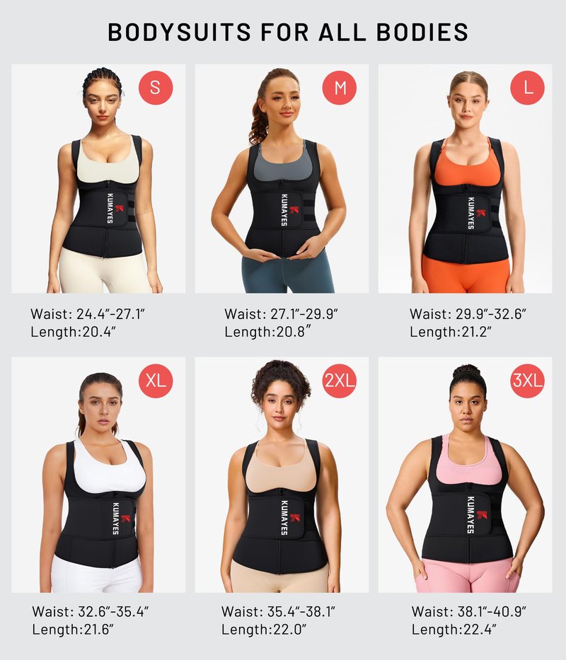 KUMAYES Womens Waist Trainer Corset Sauna Sweat Suit for Women Trimmer Workout Belt Corset Vest Body Shaper Shirt Band Black