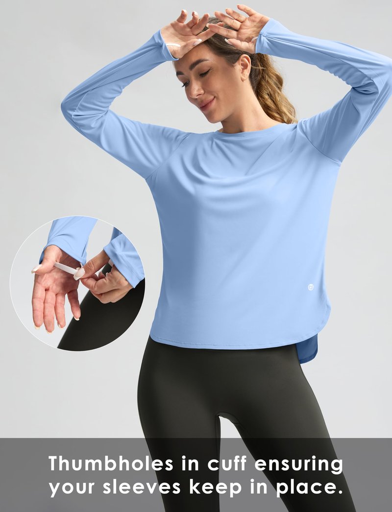 Women's Sun Shirts UPF 50+ Long Sleeve UV Protection Shirt Lightweight Quick Dry Workout Hiking Tops for Women(Haze Blue,M)
