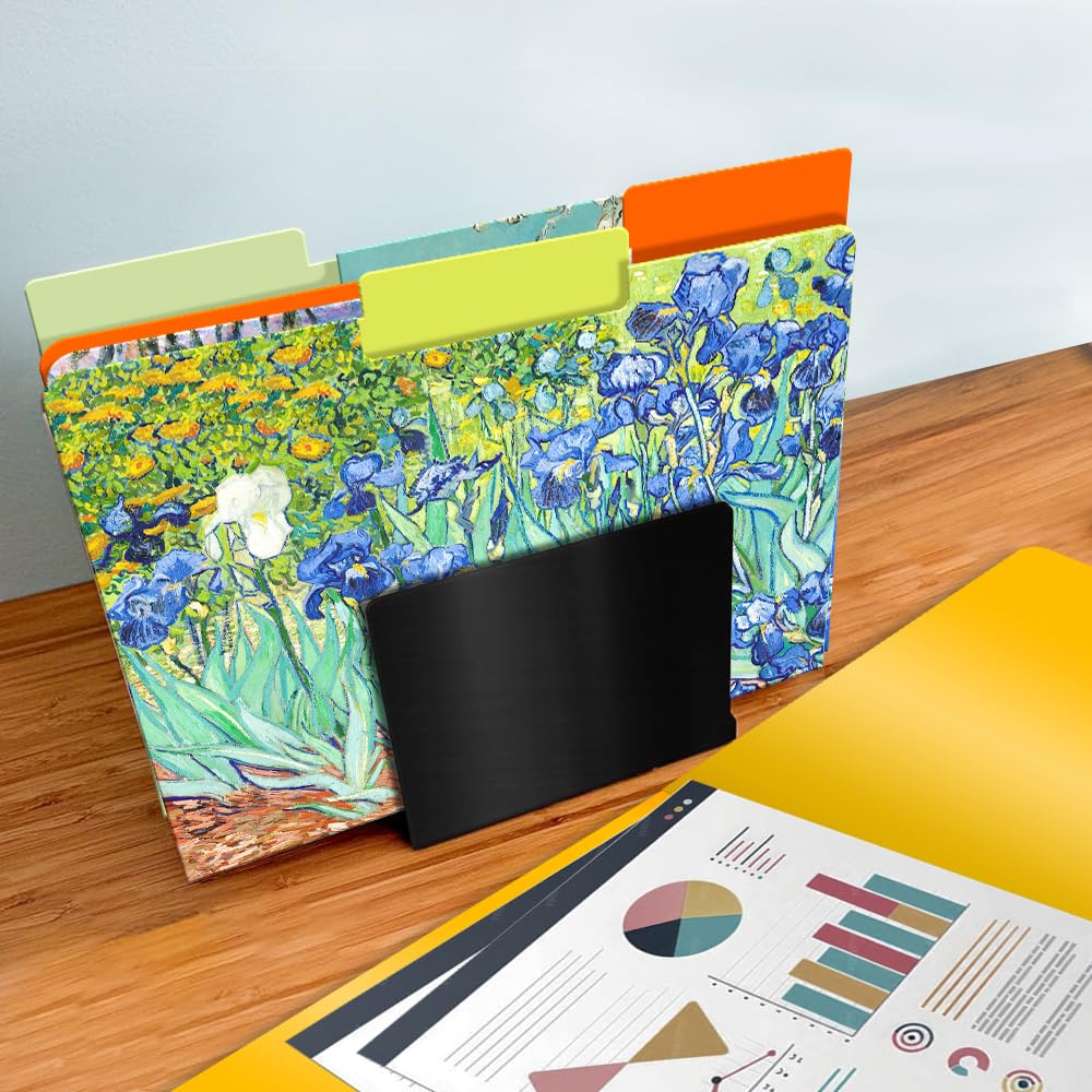 WIRESTER 12 Pack Decorative File Folders (9.5 x 11.5 Inch), Letter Size Holders for Office Supplies with 1/3 Cut Tab, 6 Fashion Designs - Famous Painting Van Gogh