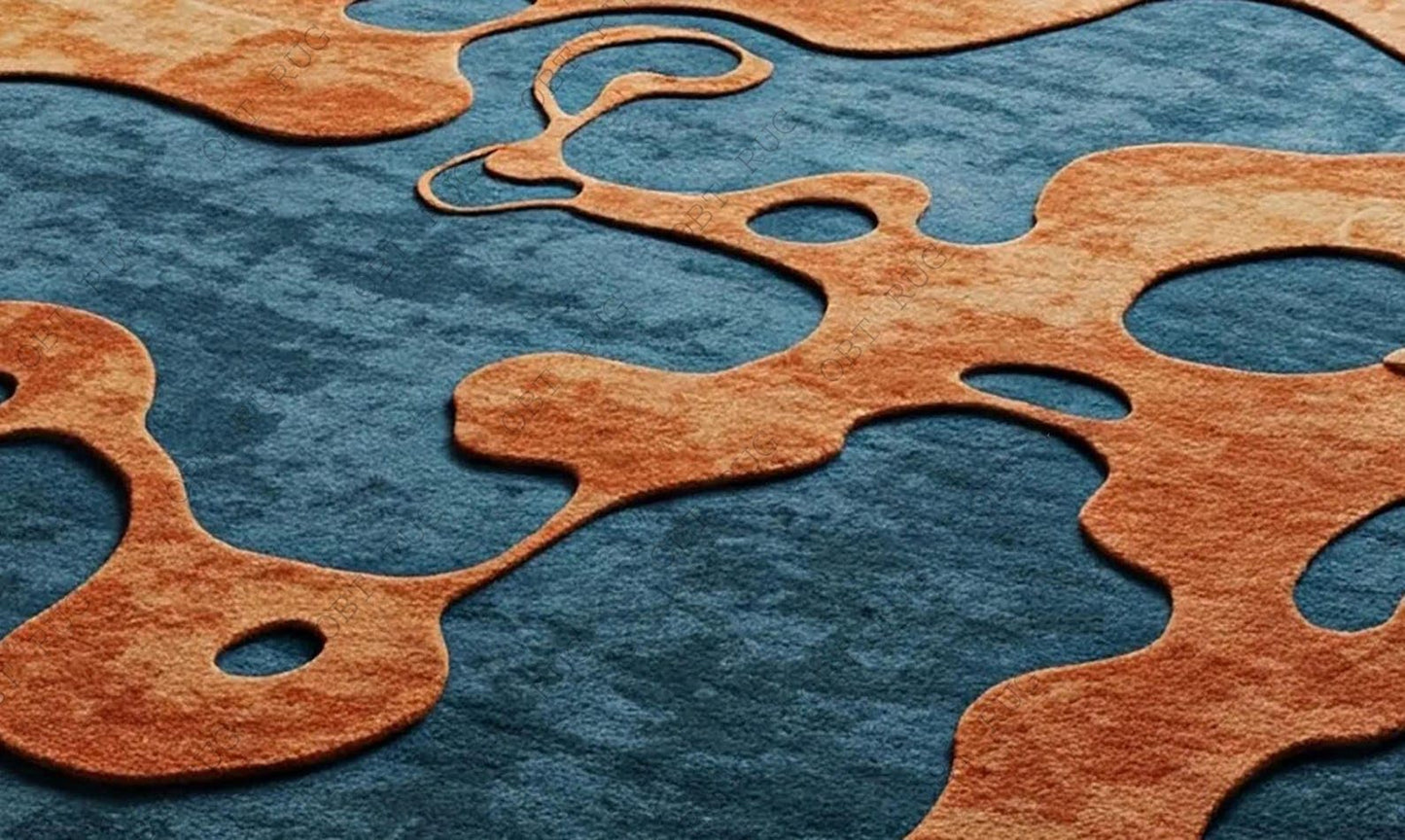 Naseeb Carpets Rugs for livingroom Bedroom Hall 5x8 feet Size Irregular Shape Abstract Pattern High Low Soft Pile Handmade Quality Antiskid Antislip Backing Soft Newzealand Wool..