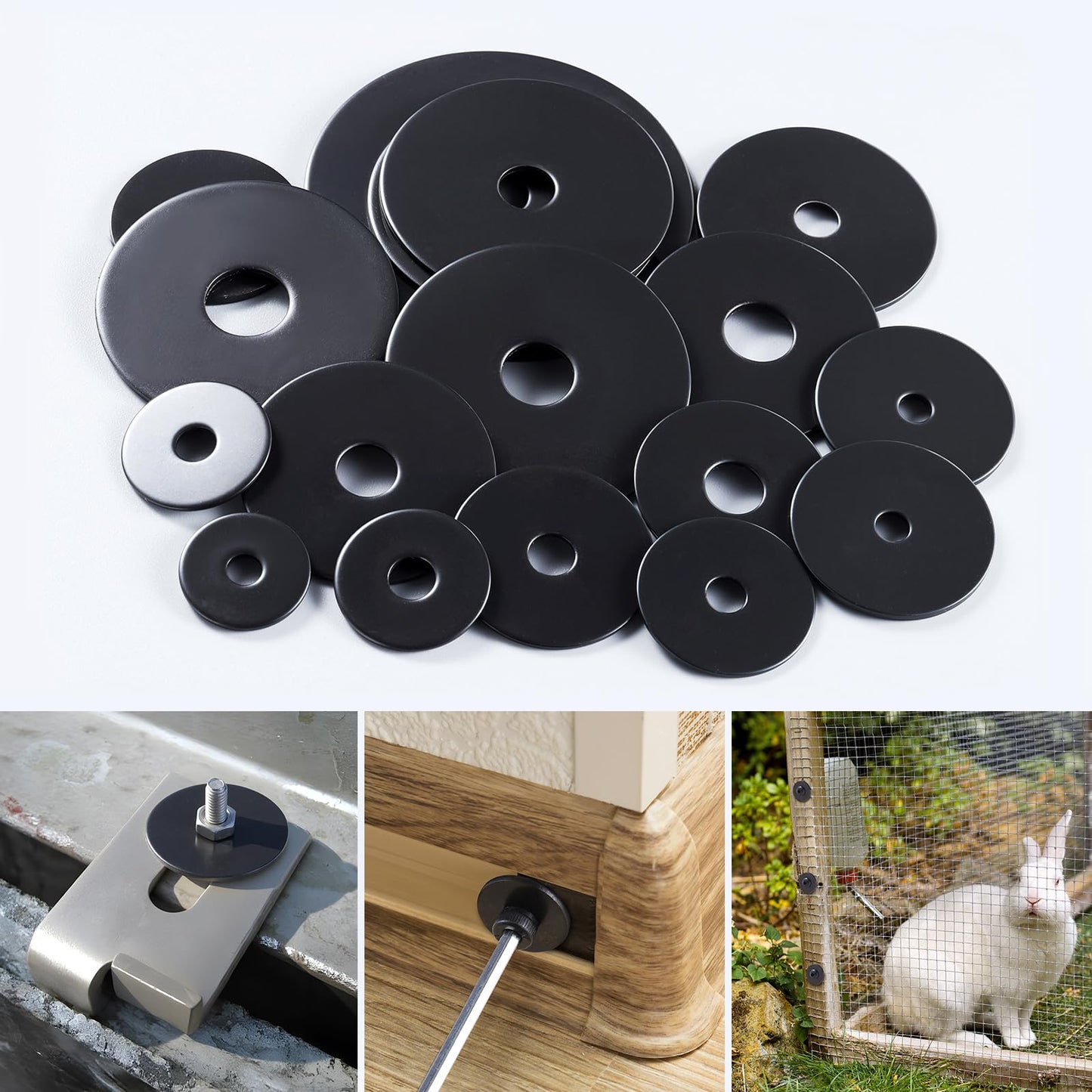 SVLING 40PCS 3/16" x1-1/4 Fender Washers, Black Oxide 304 Stainless Steel 18-8, 3/16" ID x 3/4" OD Hardware Flat Washers for Screws Bolts
