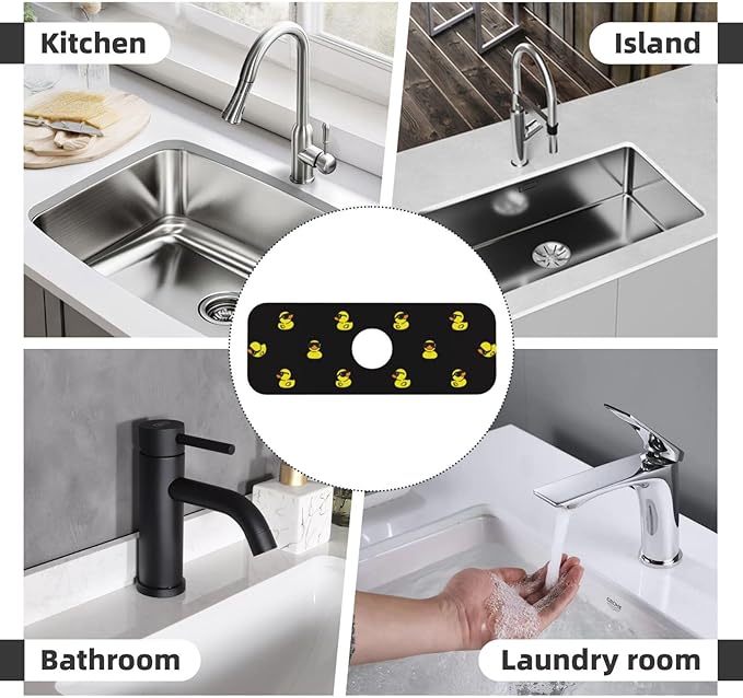 Duck Ducky Sunglasses Yellow Kitchen Sink Splash Guard Faucet Mat Super