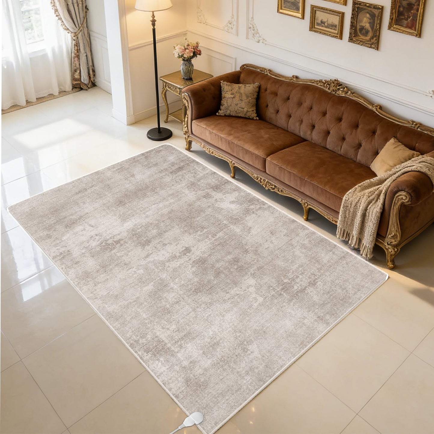 NujorWarm Graphene Electric Heating Carpet Soft Plush Heated Area Rug Heater Floor Mat with Timer Fast Warm Up for Home Office Study Playroom 120V 1000W 4.6x6.6Ft WS