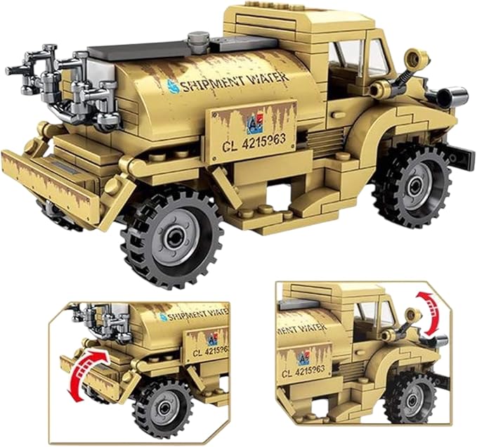 General Jim's Military Brick Building Set - WW2 Army Water Tanker Truck Vehicle Building Blocks Model Perfect for World War 2 and Brick Enthusiasts Including All Building Levels