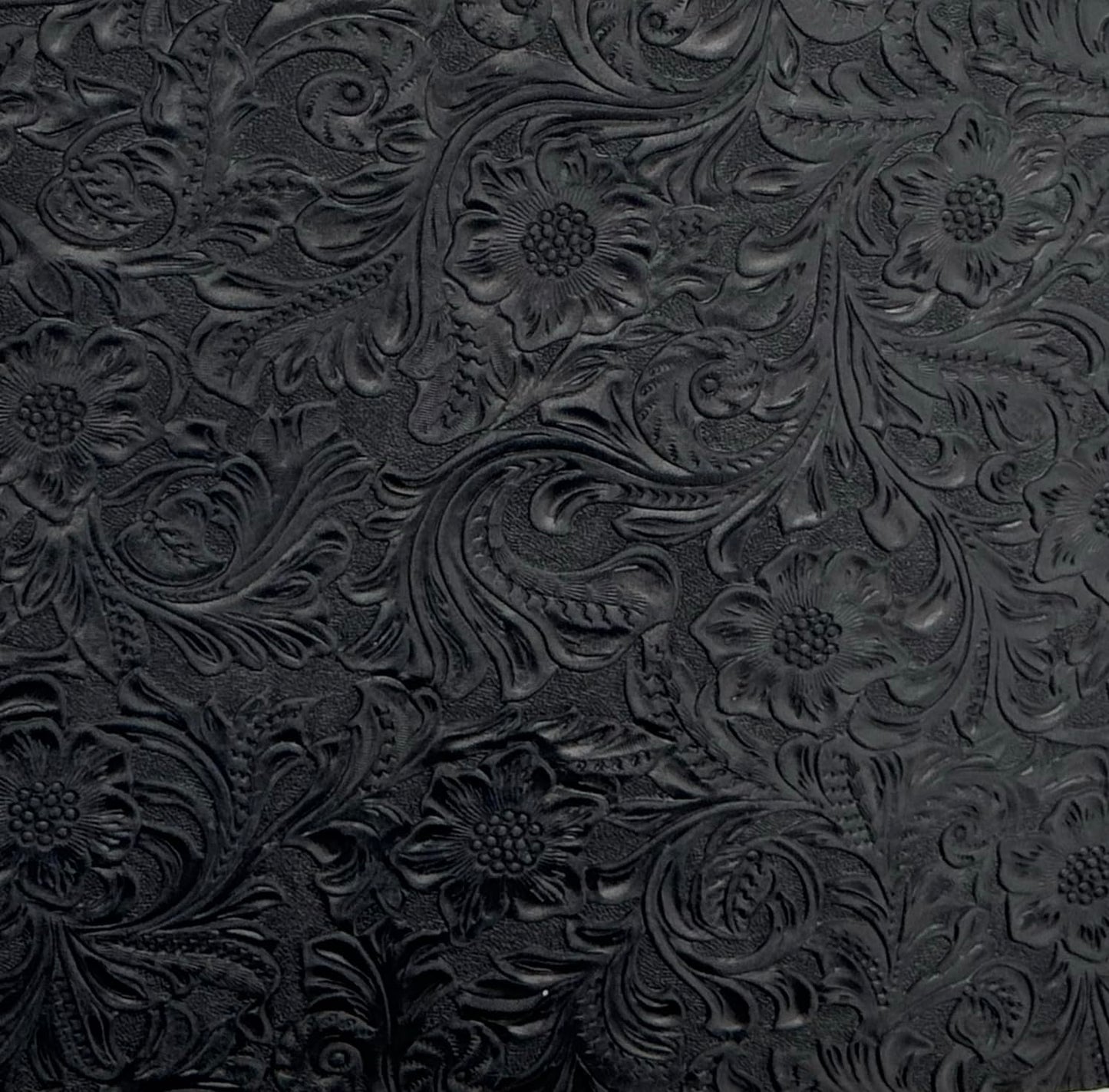 Western Style Bump Texture Geometric Pattern 2.0mm(5-5.5oz) Genuine Leather Sheet, Floral Tooling Craft Leather for DIY Projects (Black | Pattern 12"x24")